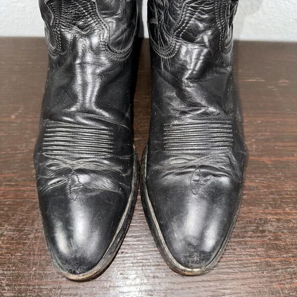 Vintage Nocona Cowboy Boots Men\'s Size 8 Black Leather 7501 Deertan Western main image 12